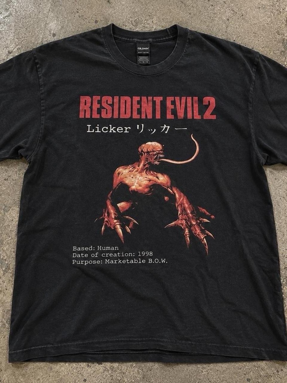 Gildan Black Resident Evil 2 Licker Graphic Tee with Red Print